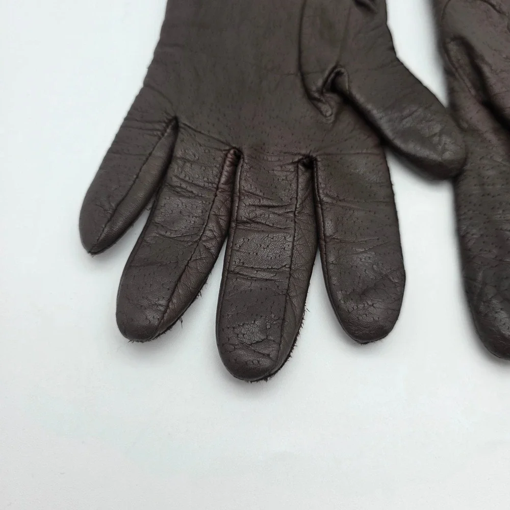 Fownes Vintage Leather Driving Gloves Women 7.5 Brown Lined Old‎ Money Classic